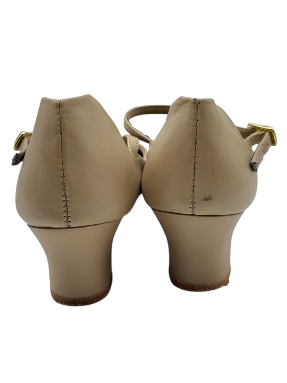Capezio Jr. Footlight Rounded Toe Thin Strap Leather Character Dance Shoe Tan 10 - Picture 5 of 16